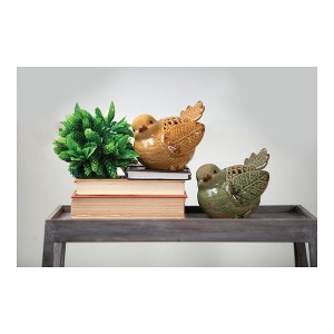 Decorative Caramel Ceramic Birds for Shelves – Set of 2 6.89" by Manual Woodworkers and Weavers - 1 of 3