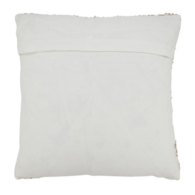 Natural Raffia Poly Filled Square Outdoor Throw Pillow