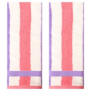 REGALWOVEN Striped Absorbent Soft Cotton Hand Towels for Bathroom 13" x 29" 2 Pcs - 1 of 4