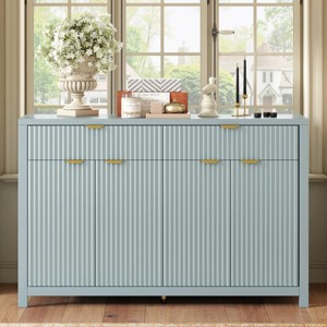 Wave Pattern Sideboard Buffet Cabinet with 2 Drawers and 4 Doors, Adjustable Shelves, Decorative Storage Cabinet for Entryway-Maison Boucle - 1 of 4