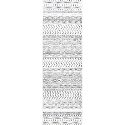 Eco-Friendly Gray Geometric Ultra-Thin Washable Rug