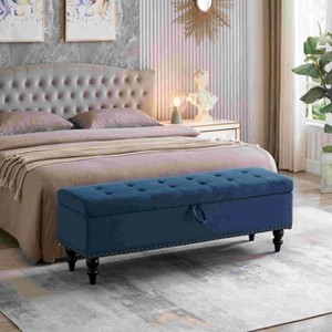 CAVINAS Rectangular Linen Storage Ottoman Bench,Upholstered Ottoman with Tufted Top for Living Room,Bedroom - 1 of 4