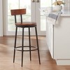 Elm Lane Malio Hammered Bronze Swivel Bar Stool Brown 29 1/2" High Farmhouse Rustic Wood Seat with Low Backrest Footrest for Kitchen Counter Height - 2 of 4