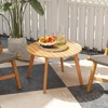 Tangkula 2PCS Outdoor Acacia Wood Side Table Patio 24.5" Round End Table w/ Slatted Tabletop - 2 of 4