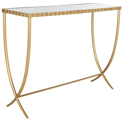 Gold Mirrored Glass Rectangular Console Table
