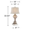 Barnes and Ivy Luke Traditional Table Lamp with Square White Riser 30 1/2" Tall Silver Glass LED Nightlight Off White Bell Shade for Bedroom Bedside - 4 of 4
