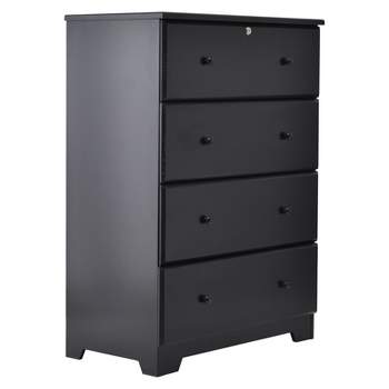 Better Home Products Isabela Solid Pine Wood 4 Drawer Chest Dresser in Black