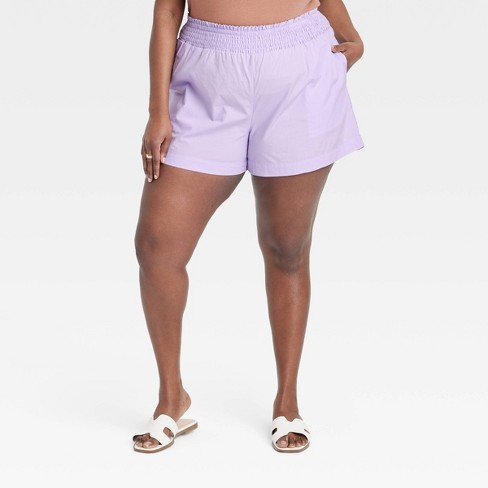 Women's High-rise Pull-on Shorts - A New Day™ Lavender 2x : Target