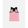 Deux par Deux Girl Organic Cotton Racerback Tank Top Candy Pink and Black - 4 Years - 3 of 4