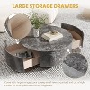 Round Coffee Table,Modern Faux Marble Coffee Table with 2 Storage Drawers, Mid Century Center Tea Table Cocktail Table for Living Room Office - 4 of 4