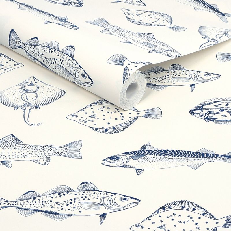 Joules Name The Plaice Coast Blue Wallpaper, 3 of 8
