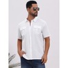 INSPIRE CHIC Men's Solid Short Sleeve Button Down Chest Pockets Linen Shirt - 4 of 4