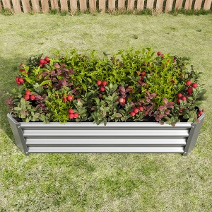Metal Raised Garden Bed, Rectangle Raised Planter 4¡Á2¡Á1ft for Flowers Plants, Vegetables Herb Silver - 1 of 1