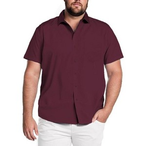 COOFANDY Big & Tall Dress Shirts for Men Short Sleeve Button Down Casual  Shirts Dark Red 5XL : Target