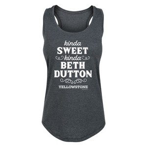 Women's - Yellowstone - Kinda Sweet, Kinda Beth Dutton Graphic Racerback Tank - 1 of 4