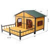 40" Outdoor Brown Large Wooden Dog House with Porch, Double Dog Kennel with Openable Roof, Removable Bottom Panel & Protective Curtain – Cuddlewood - 4 of 4