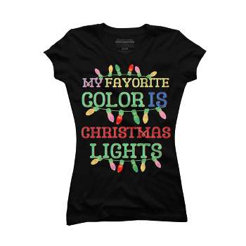 Junior's Design By Humans My Favorite Color Is Christmas Lights - Merry Christmas By SHOPP T-Shirt
