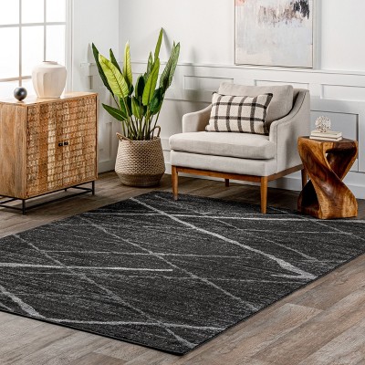 Dark Gray Synthetic Square Non-slip Contemporary Area Rug