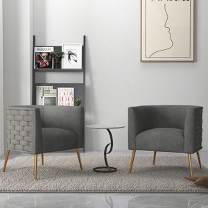SEYNAR Mid-Century Modern Velvet Round Accent Chair for Living Room, set of 2 - 1 of 4