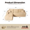 XIZZI No Assembly Sectional Sofa Set w/ Chaise - Plush/Corduroy Fabric, High-Resilience Foam, Beige/Black/Gray - Ships Compressed & Ready to Use - 3 of 4