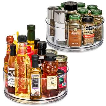 Sorbus 2 Pack Clear Lazy Susan Turntable Bins - Versatile Kitchen and Cabinet Organizer, Lazy Susan for Pantry, Fridge, and Bathroom Storage