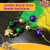 4E's Novelty Mardi Gras Jumbo Bead Necklace Purple Gold Green Huge Disco Ball Dress Up Necklace Accessory - 3 of 4