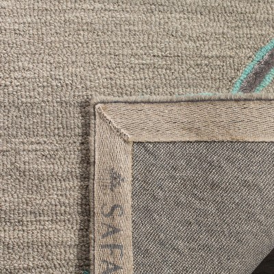 Gray and Turquoise Hand Tufted Wool Silk Runner Rug