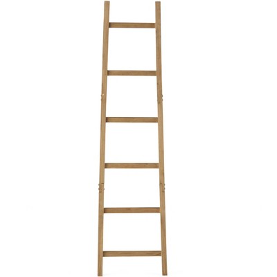 Lakeside Decorative Leaning Ladder Wall Decoration - Rustic Home Décor Accent