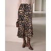 Cheetah Print Satin Midi Skirt - Women's High Waist A-Line Skirt with Elastic Waistband Cheetah Print - 2 of 4