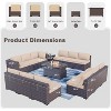 ALAULM 14 Pieces Patio Furniture Set, Rattan Wicker Outdoor Conversation Sets, Furniture Sofa Set w/43in Propane Fire Pit Table - 4 of 4
