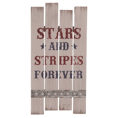 Transpac Wood 19 in. Multicolor 4th of July American Slat Corrugated Sign