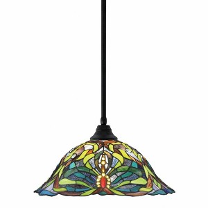 Toltec Lighting Any 1 - Light Pendant in  Matte Black with 19" Kaleidoscope Art Glass Shade - 1 of 1