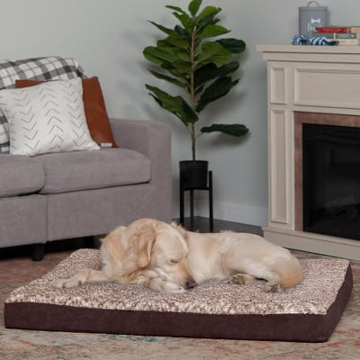 FurHaven Two-Tone Faux Fur & Suede Deluxe Cooling Gel Top Dog Bed