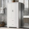 TiramisuBest Tall Bathroom Storage Cabinet, Cabinet with Two Doors and Drawers, Adjustable Shelf, MDF Board, White - 3 of 4