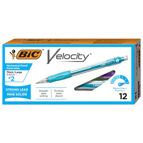 Bic Velocity Latex-free Mechanical Pencils With Cushioned Grips And  Erasers, 0.9 Mm Tips, Aqua, Pack Of 12 : Target