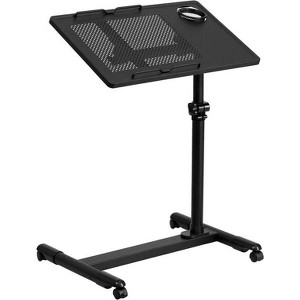 Black Adjustable Height Steel Mobile Computer Desk - Flash Furniture
