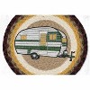 Earth Rugs Camper Round Trivet – 10" Vintage Trailer Print on Braided Natural Jute Table Mat - 2 of 3