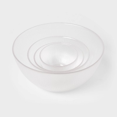 4pc Ribbed Glass Bowl Set Clear - Threshold&#8482;