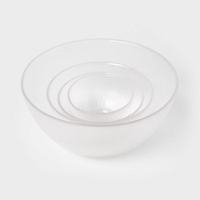 4pc Ribbed Glass Bowl Set Clear - Threshold&#8482;, 4 of 5