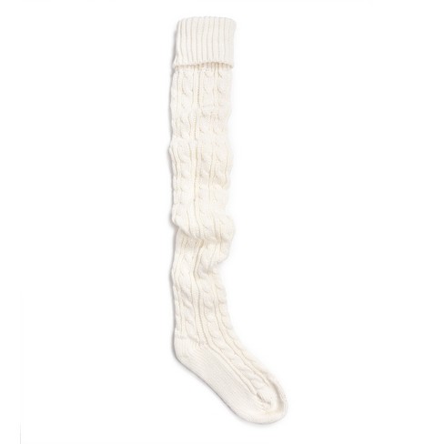 Muk Luks Women's Cable Knit Over The Knee Socks - Ivory, Os (6 - 11) :  Target