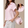 INSPIRE CHIC Women's Button Up Short Sleeve Pointed Collar Casual Work Blouses - 2 of 4