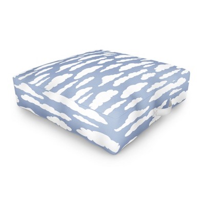 retrografika Sunny Summer Sky White Cartoon Outdoor Floor Cushion - Deny Designs