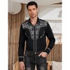 Clearlove Men's Western Cowboy Shirt Floral Embroidered Long Sleeve Casual Button Down Slim Fit Tops,white Black,XL - 2 of 4
