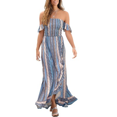 Women's Ruffled Print Maxi Dress - LASCANA