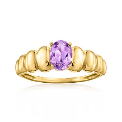 Ross-Simons 0.70 Carat Amethyst Ribbed Ring in 14kt Yellow Gold