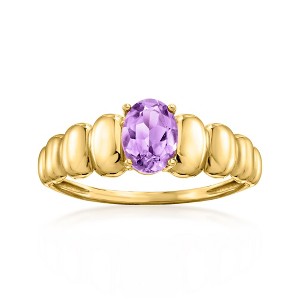 Ross-Simons 0.70 Carat Amethyst Ribbed Ring in 14kt Yellow Gold - 1 of 4