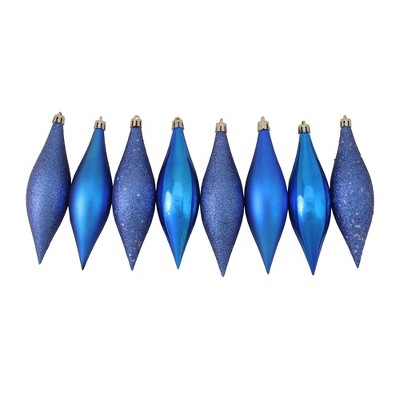 Northlight 8ct Shatterproof 4-Finish Christmas Finial Drop Ornament Set 5.5" - Blue