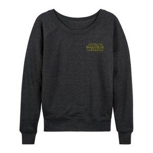 Women's - Star Wars - Empire Strikes Back Crawl Lightweight French Terry Wide Neck Long Sleeve Shirt - 1 of 4