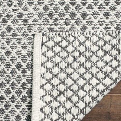 Light Grey and Ivory Handwoven Cotton Area Rug