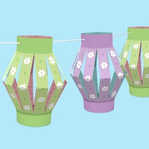 Big Dot of Happiness Spring Easter 3D Hanging Paper Lanterns Banner Kit, 12 Ct Pastel Easter Decorations, DIY Craft Decorating Set with 30 Ft of Cord - 1 of 4